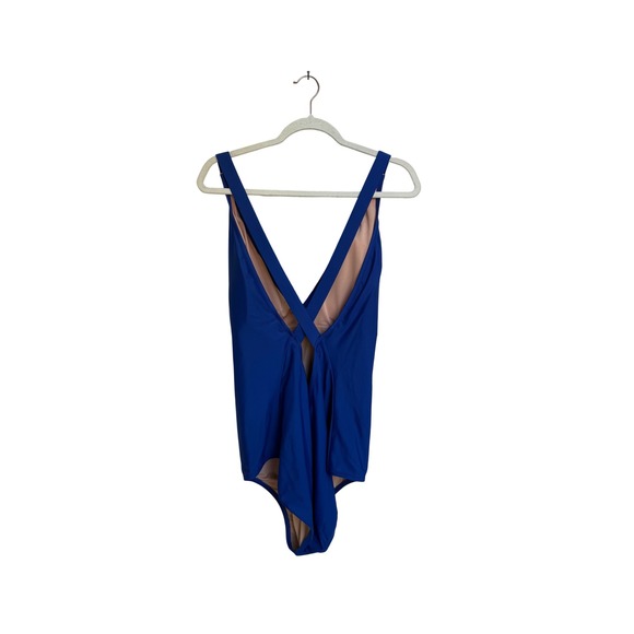 J.Crew Women's Blue V-Neck Cross‎ Back One Piece Swimsuit Bathing Suit Size 20DD - Picture 2 of 4